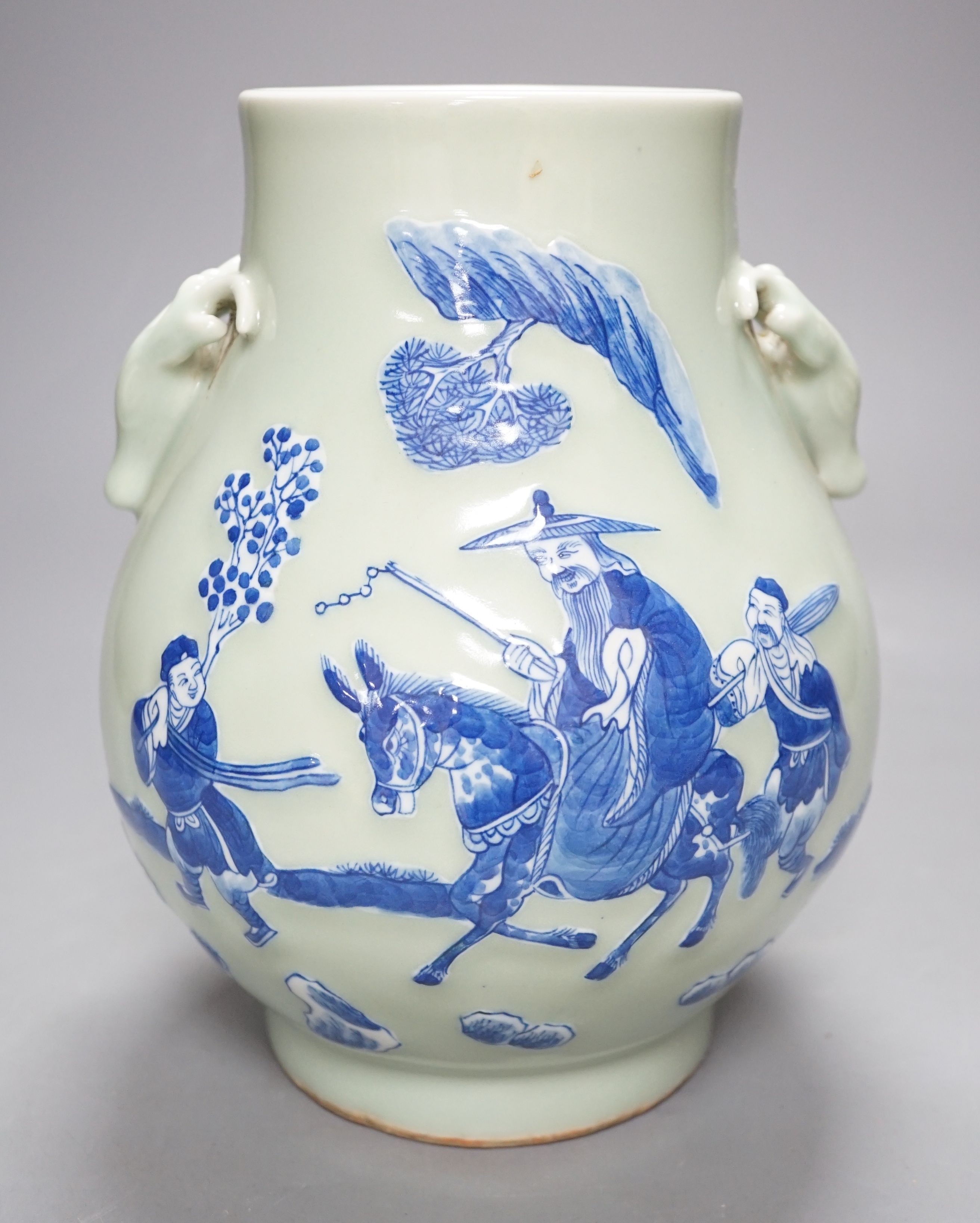 A Chinese celadon ground vase, 23cm